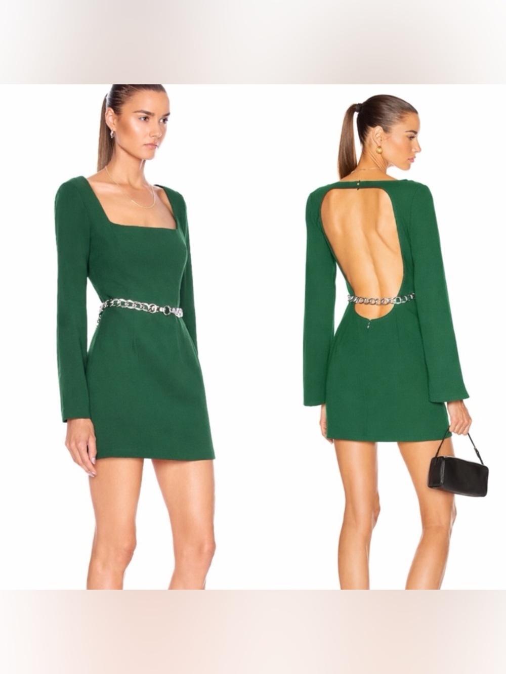 Atoir Emerald Green Mini Dress with Chain Detail- Plainsphere